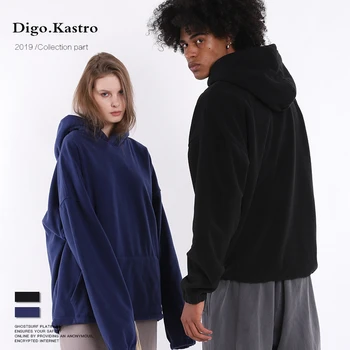 

2019 Tide Brand Pull Velvet Solid Color Hoodies Bright Color Loose Version Men/Women Hoodie Streetwear Simple Couple Pullover