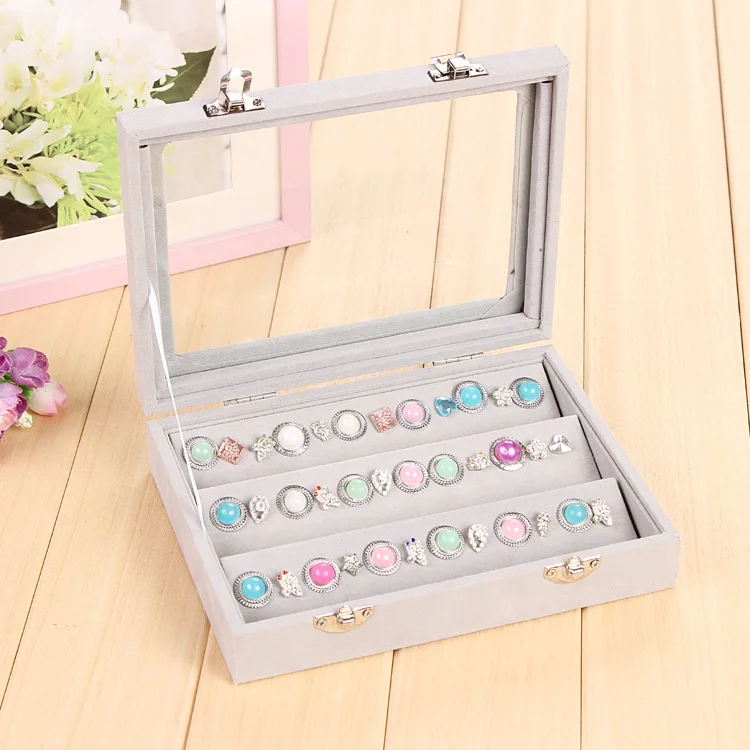 

Transparent Glass Skylight Ear Stud Jewelry Box Ear Stud Box Jewlery Box Jewelry Storage Box Jewelry Box