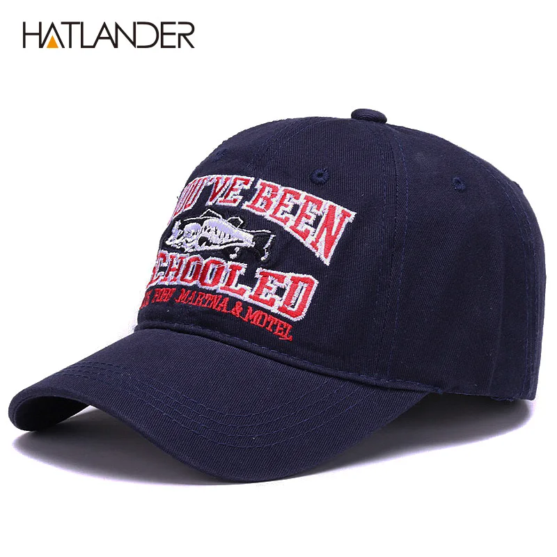 HATLANDER модные хлопковые бейсбольные кепки 6 панельные облегающие Мягкие Мужская шляпа вышивка школьная Кепка и регулируемый головной убор буквы snapback Кепка - Цвет: NAVY