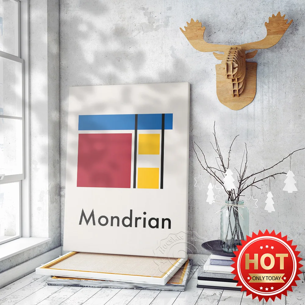 Геометрический постер Mondrian Постер Piet линейное настенное искусство Современные