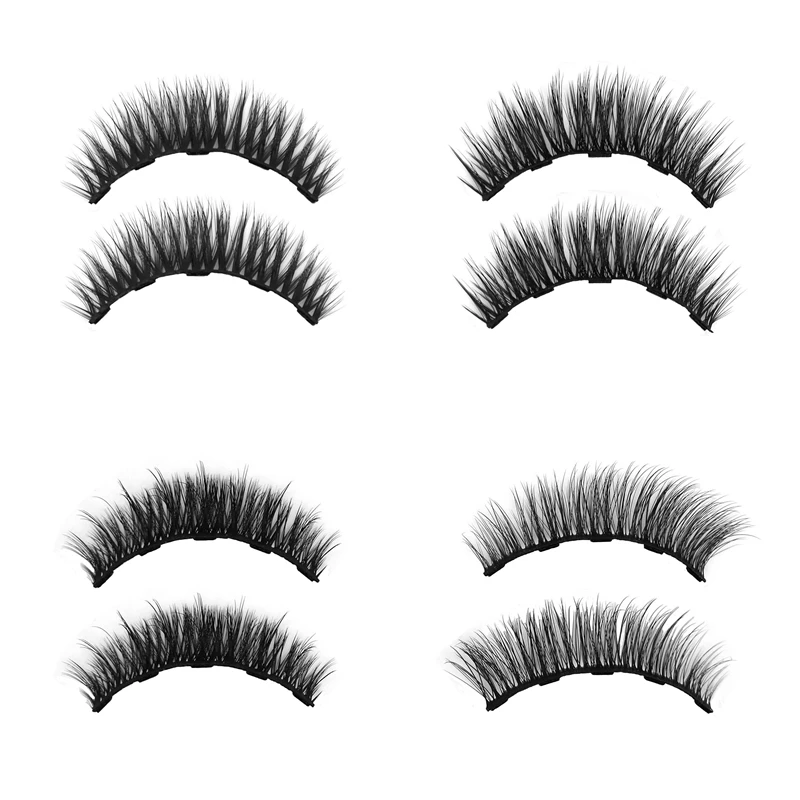 4 pairs of magnetic eyelashes and eyeliner set soft eyelashes natural magnet eyelash makeup eyeliner + eyelash tool set Fake Eyelashes