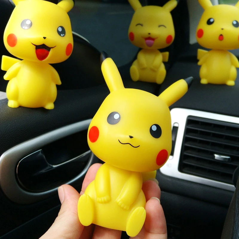 Японский стиль, милые игрушки Lawaii Pikachu с подвижной головой, кукла, украшение автомобиля, аксессуары для украшения дома, Современная фея, миниатюрная Статуэтка