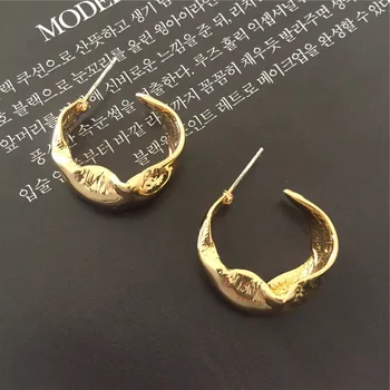 

Chic Scupture Irregualr Small Hoop Earrings For Women Girl Modern Jewelry Daily Office Wearing