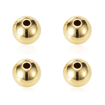 

18K Gold Beads Loose beads DIY Pearl Jade Accessories Round Smooth Bead AU750 Interval Bead Passepartout Beans