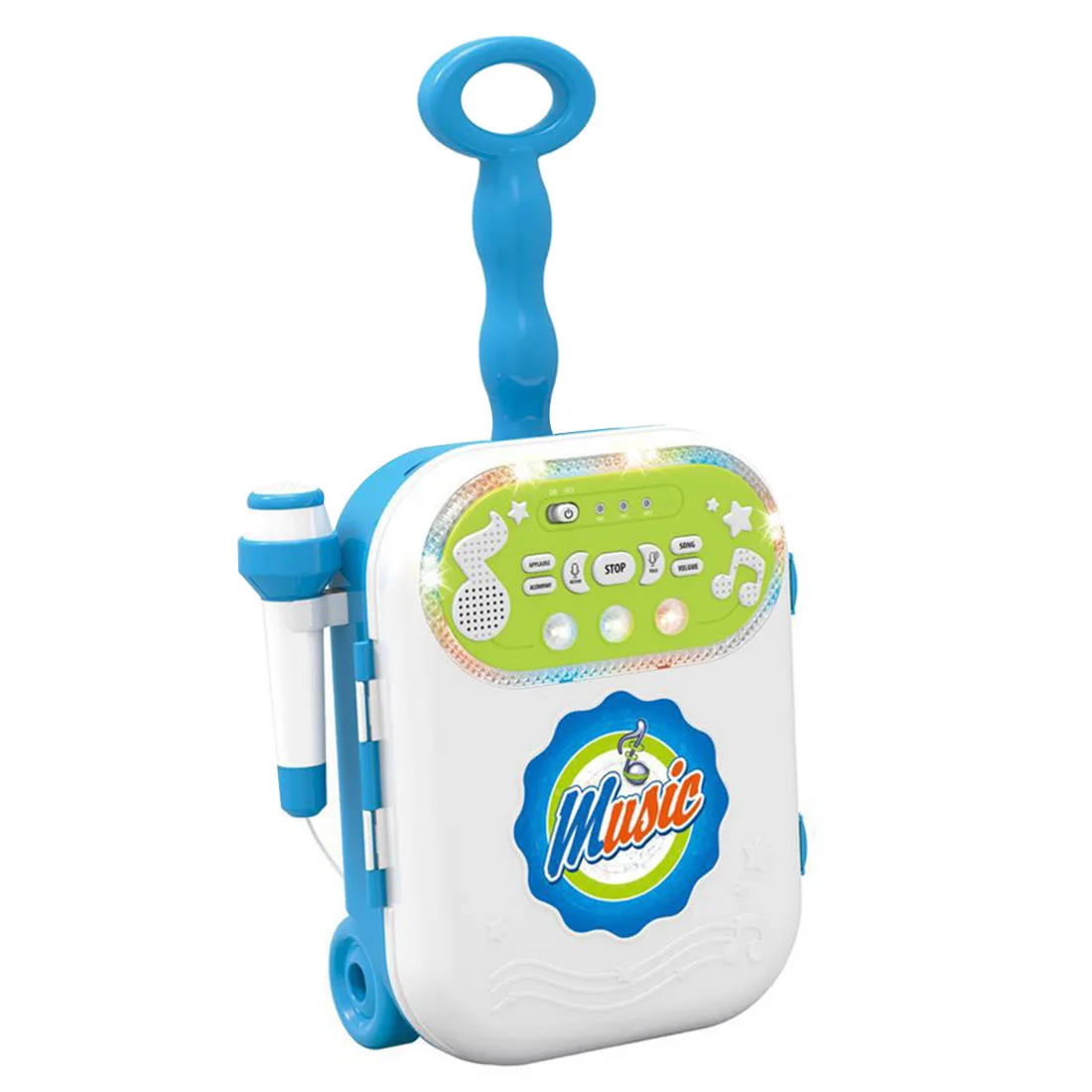 Children Boys Girls Gift Music Luggage Suitcase Singing Machine with Microphone Toy Musical Instrument Gift For Kids- Pink/Blue