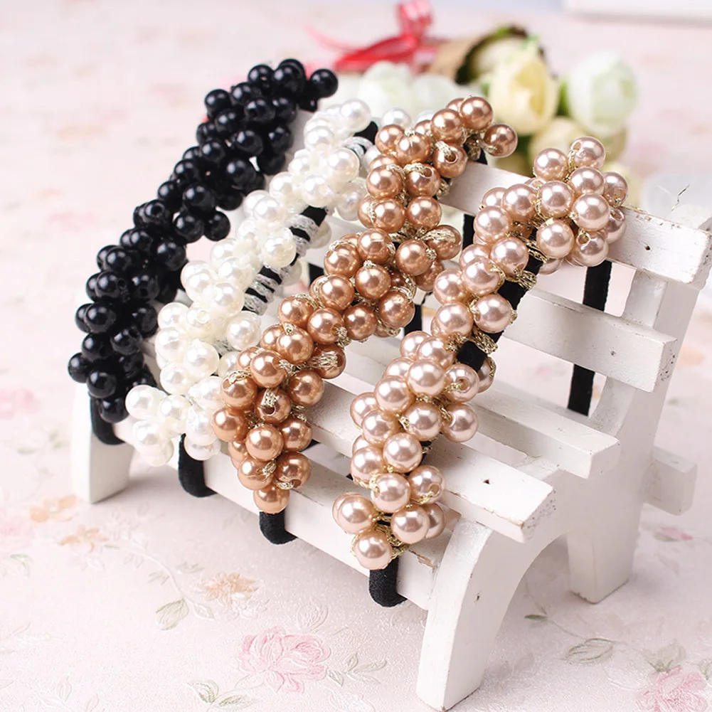 

Fresh Lady Hair Rope Pearls Beaded Elastic Rubber Band Cute Pearl Hair Band Hair Accessories Headdress Women Fashion Hair Rope