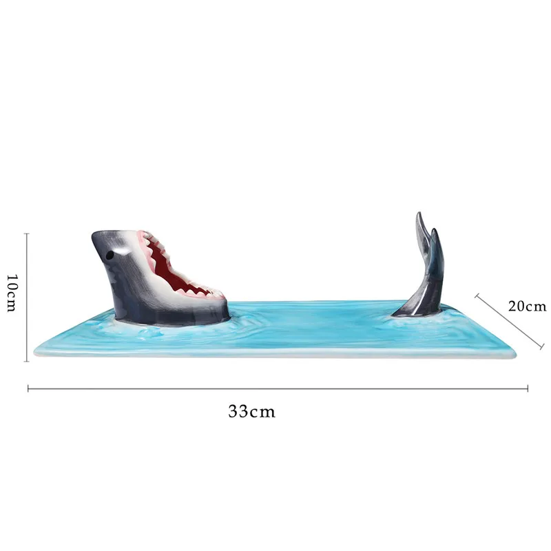 Ceramic Sushi Plate Shark Shape Rectangle Cheese Board Dining Table Kitchen Decoration images - 6