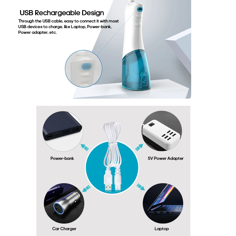 Электрический ирригатор для полости рта портативный водный Флоссер USB Перезаряжаемый очиститель зубов Calculus Remover Уход за полостью рта чистящий инструмент