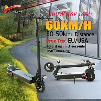 Kaufen JS 48V1000W Leistungsstarke Elecrtic Roller Falten Elektrische Bike Erwachsene Zwei-Rad Roller Mit Sitz USB Lade Max Geschwindigkeit 60 KM/H