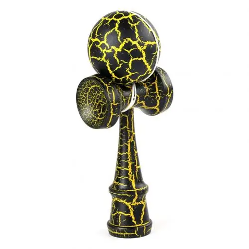 Wooden Crack Paint Kendama Juggling Ball Japanese Traditional Fidget Sports Toy Gift New - Цвет: Black Yellow