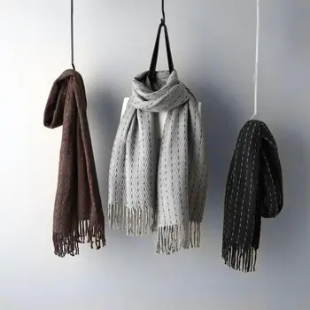 

Scarf men plaid solid cashmere scarves with tassel lady autumn winter thick long scarf high quality female shawl hot sale