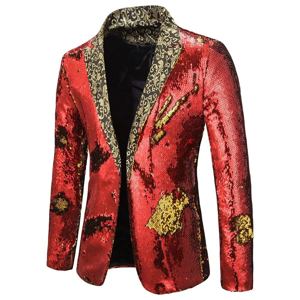 Hot Sales Charm Men's Casual Fit Suit Coat Jacket Sequin Party Top Patchwork Cardigan Hot Sales Charm Men's Casual Fit Suit Coat Jacket Sequin Party Top Patchwork Cardigan