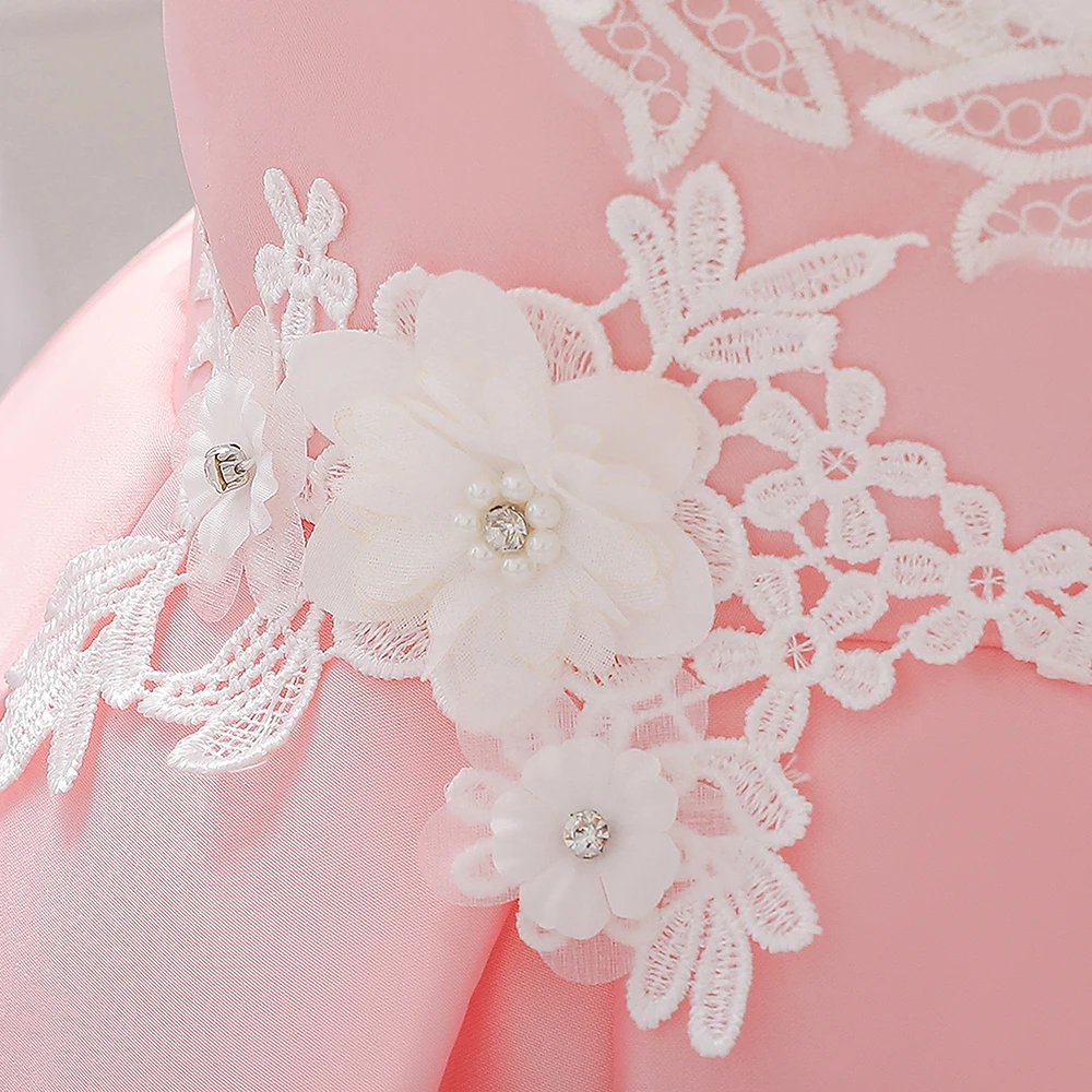 Красное рождественское платье-пачка с цветочным рисунком для нового года; одежда для крещения для девочек; платье для первого дня рождения для маленьких девочек; вечерние платья принцессы