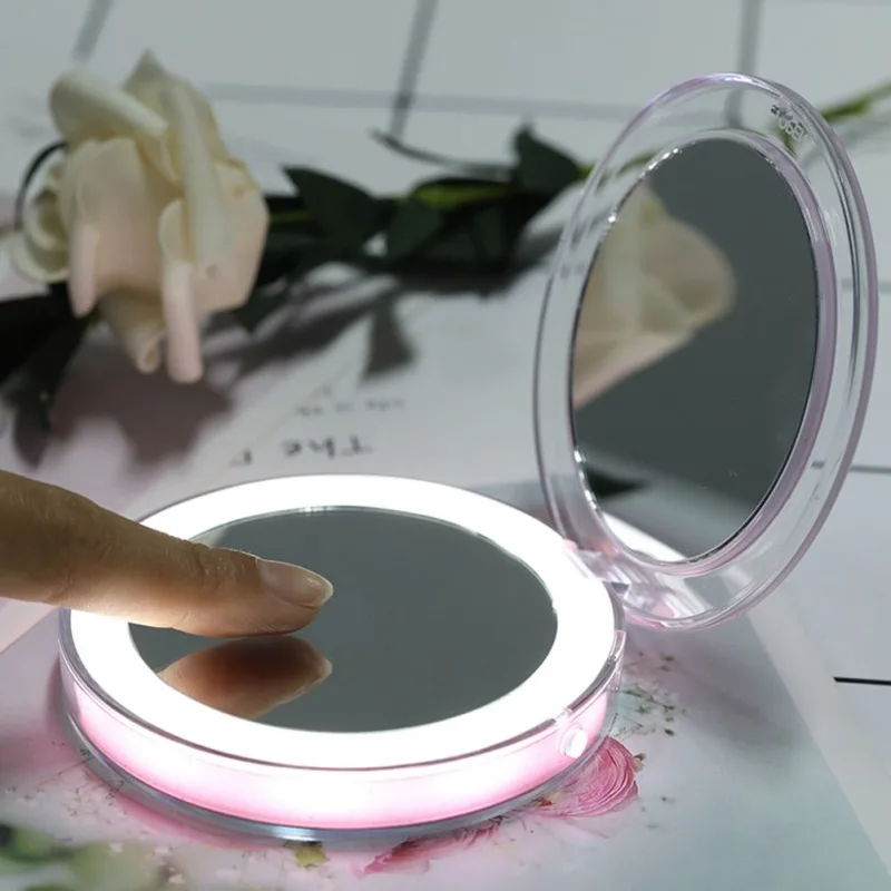 Роскошная сумочка-клатч круглой формы Led макияж зеркала портативное перезаряжаемое косметическое зеркало с 3X увеличительным зеркалом