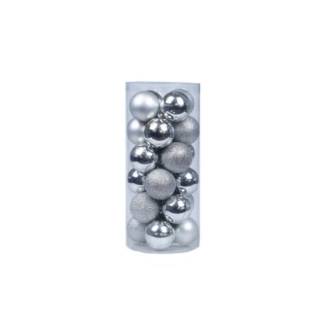 silver Новогодние украшения для рождественской елки, 24 шт./партия, 60 мм, рождественские мячики елочные шары, украшения для рождественской вечеринки - Цвет: silver