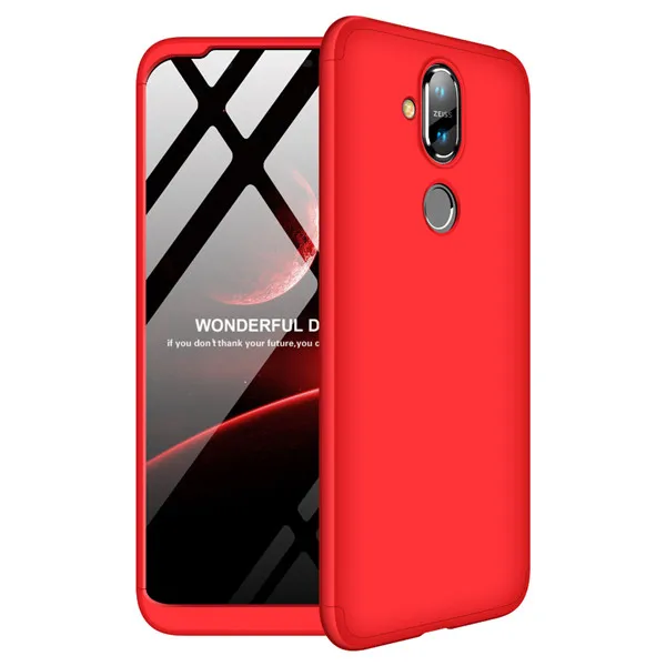 3 в 1 360 Жесткий Роскошный чехол для Nokia 7 6,1 Plus противоударный матовый пластиковый закаленное стекло Полный Чехол для Nokia 8,1 X6 X7 - Цвет: red