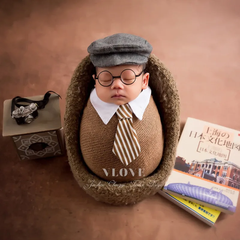 Newborn-8M Детский костюм для фотосъемки для новорожденных девочек и мальчиков студийный костюм для фотосъемки наряд для фотосъемки шляпа