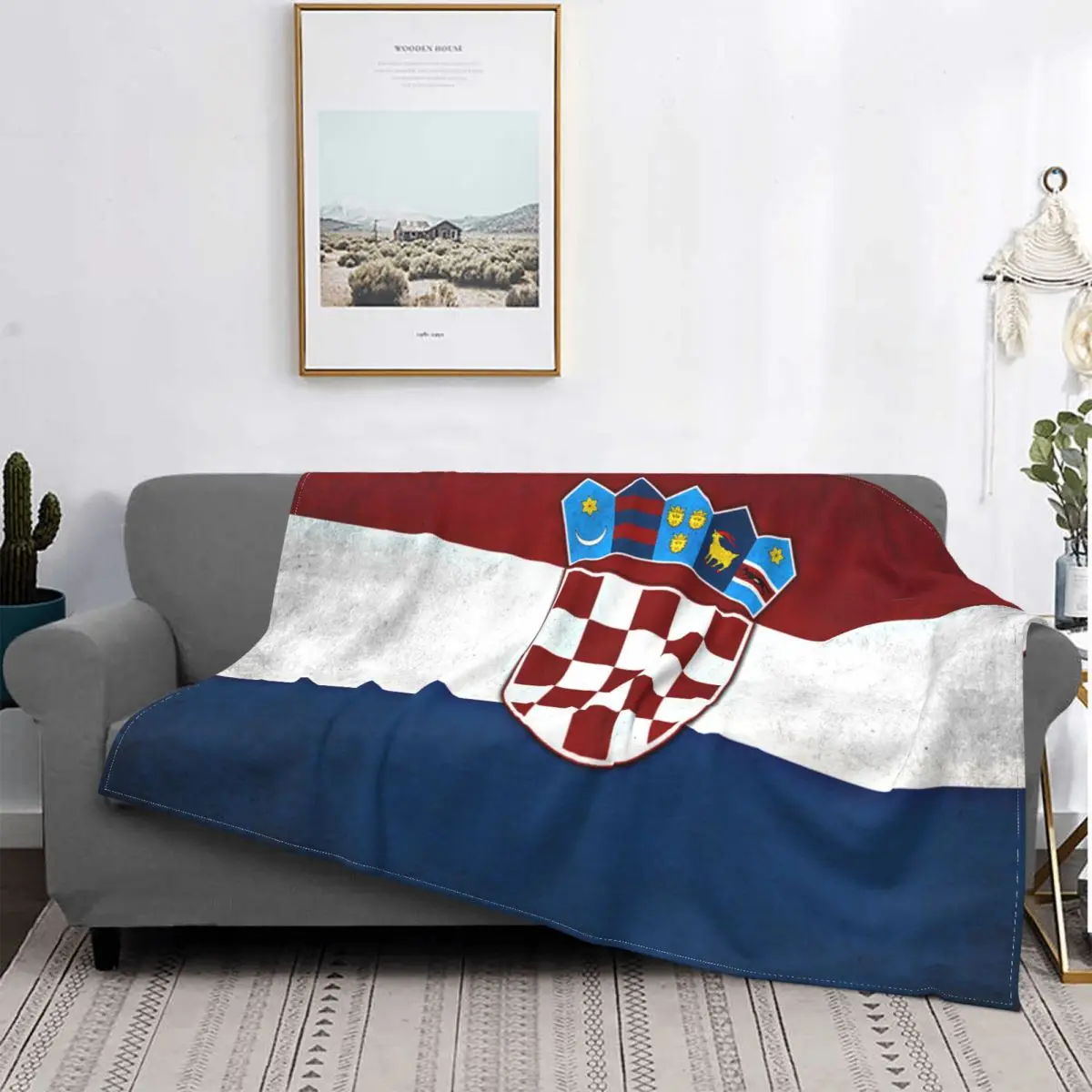 

Croatia Flag Blanket Fleece Printed Breathable Soft Throw Blankets for Sofa Outdoor Rug Piece