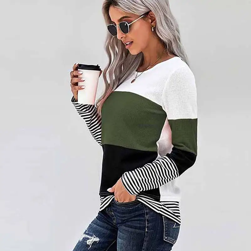 brown sweater Spring Autumn Polyester Women's Sweater Round Collar Long Sleeve Pullover Knitted Striped Slim Fashion Streetwear Sweater black cardigan