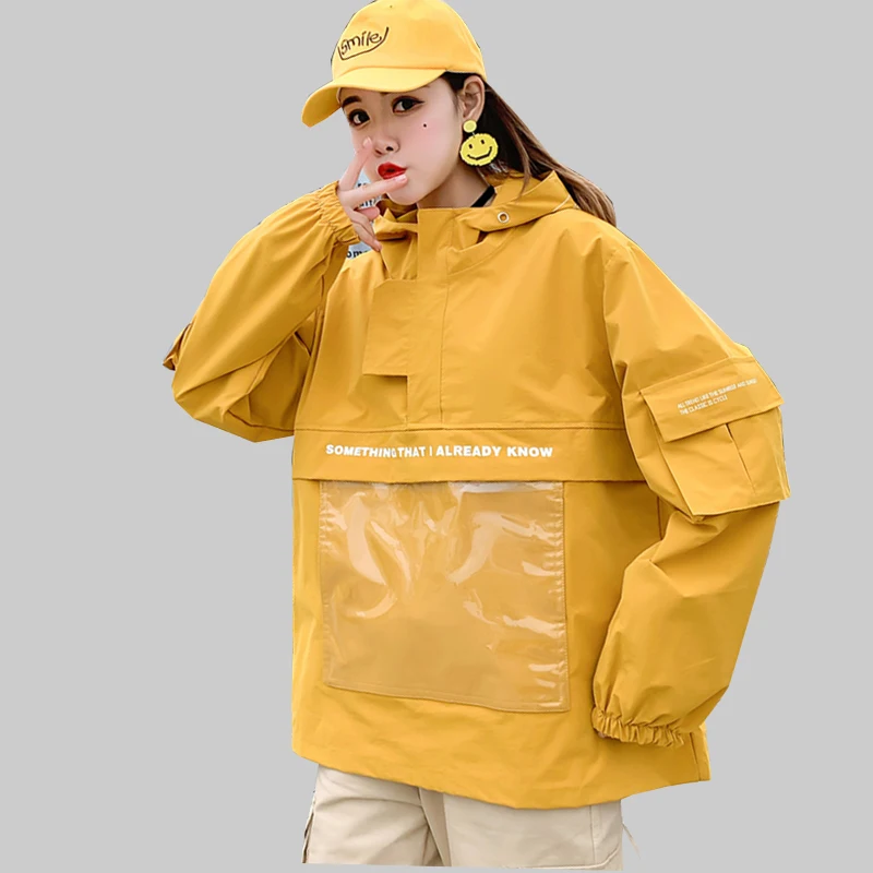 

Autumn Women Hooded Jacket Oversized Jackets For Women BF Harajuku Coat Unisex Bomber Jacket Long Sleeve Female Basic Coats