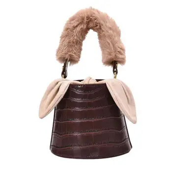 

Brand Designer Women Vintage Crocodile Pattern Messenger Bag Lady 2019 Winter Top-handle Handbag Purse Clutches Mini Bucket Bag