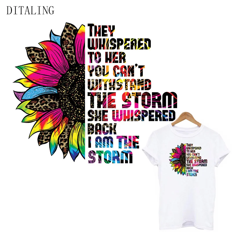 Sunflower Patch On Clothing Fashion Girl Heat Transfer Sticker They Whispered To Her DIY Washable T-Shirt For Lady Iron | Дом и сад