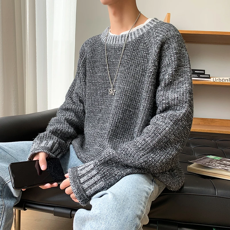 Winter New Sweater Men Warm Fashion Solid Color Casual O-neck Sweater Pullover Man Streetwear Wild Loose Long-sleeved Sweater Winter New Sweater Men Warm Fashion Solid Color Casual O-neck Sweater Pullover Man Streetwear Wild Loose Long-sleeved Sweater