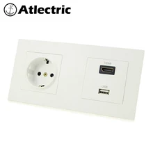 Atlectric стандарт ЕС настенная розетка HDMI HD usb ТВ порт розетка настенная розетка пластиковая панель электрическая розетка розетки,socket