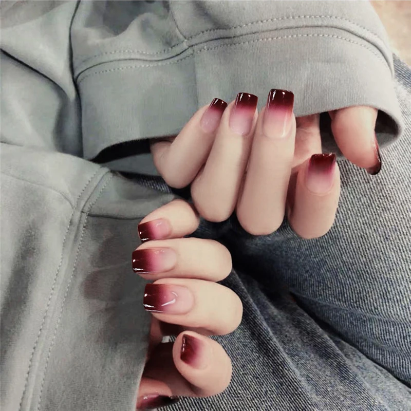 Абсолютно новые 24 шт Длинные акриловые градиентные накладные ногти для женщин Модный дизайн ногтей DIY персональное Использование длинный мнимый ногти Красота