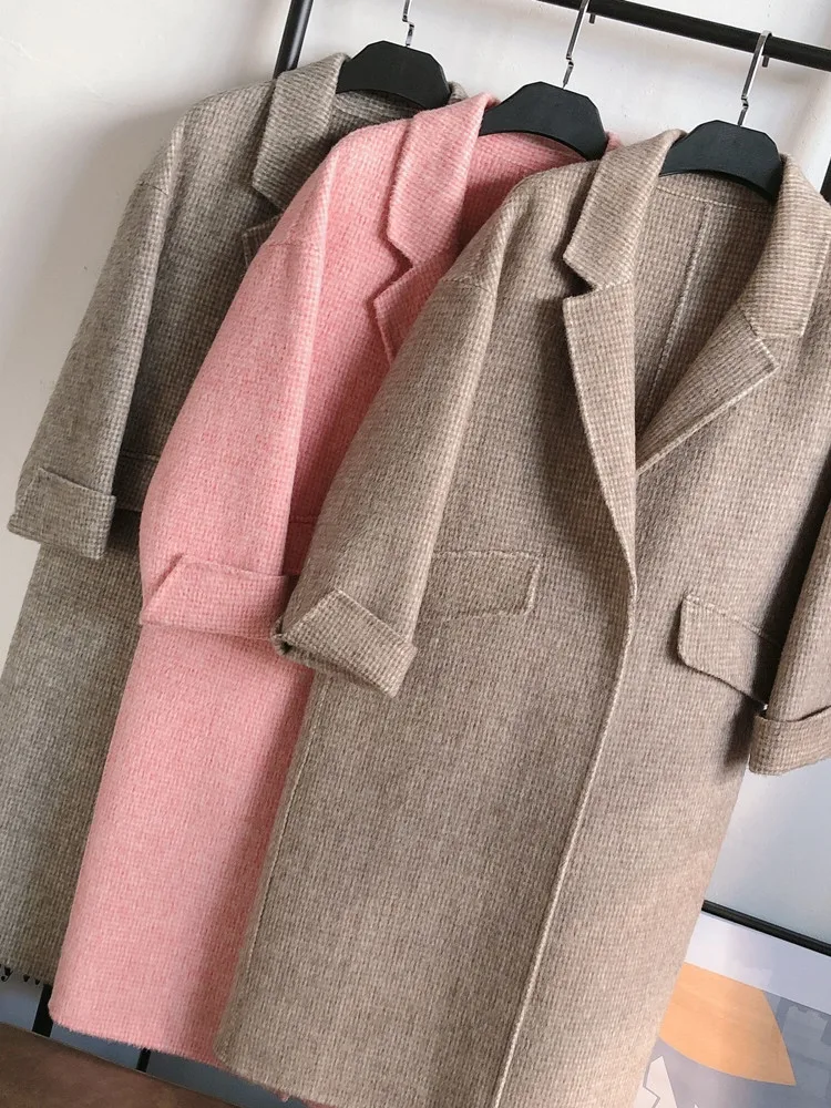 KMETRAM Autumn Winter Coat Women Wool Coat Female Jacket Double Side Woolen Coats Korean Long Jackets Manteau Femme MY4512