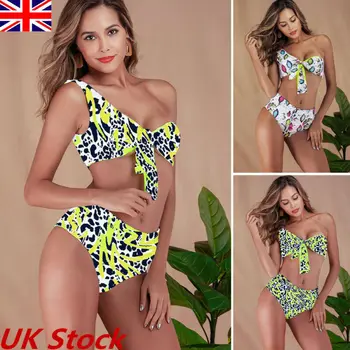 

2020 New Sexy Women High Waist Leopard Snakeskin Print Bikini Set Double Wear Push Up Knot Swimsuit Bathing Suit Beach Swimwear