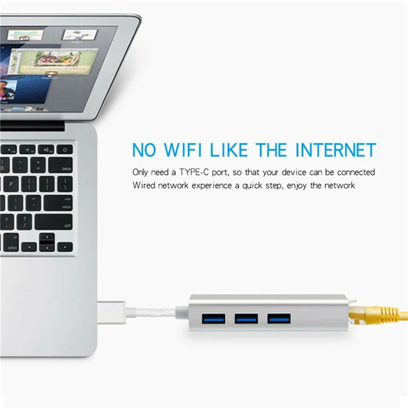 BKSCY Тип C концентратор для Ethernet Rj45 Lan адаптер 3 порта Тип C концентратор 1000 Мбит Gigabit Ethernet USB3.0 сетевая карта для MacBook