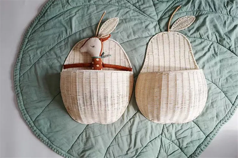 Rattan Wicker Storage Basket, Forma De Maçã