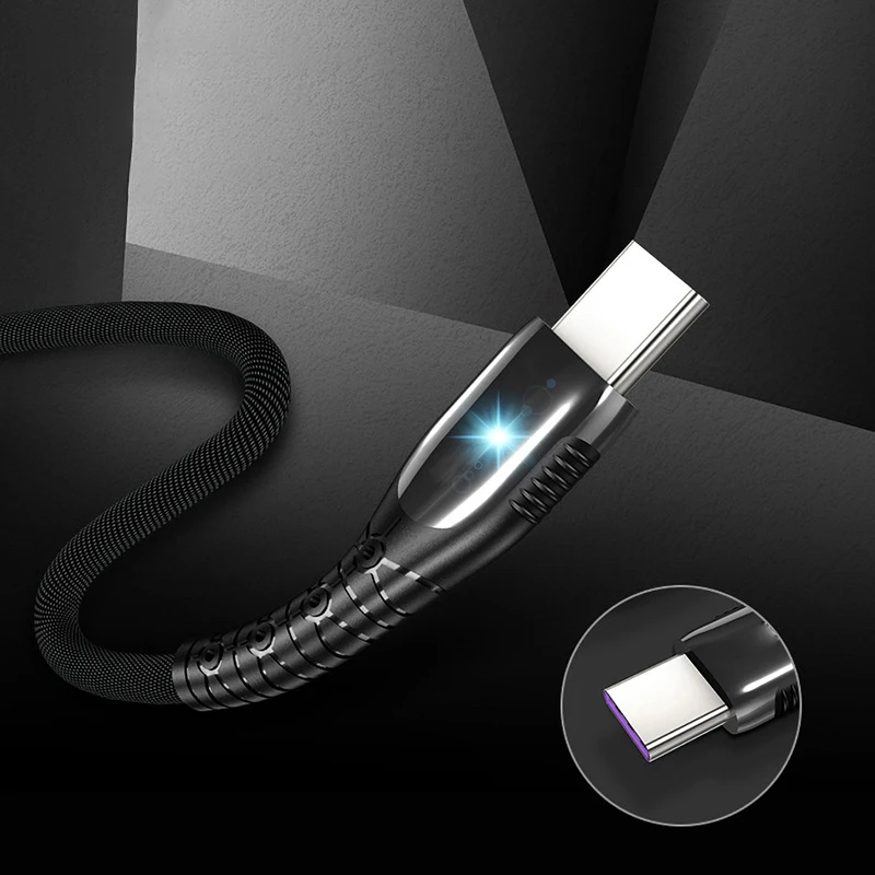 Мобильный 5А usb type C кабель 1 м 2 м 3 м Быстрая зарядка type-C kable для huawei P30 P20 mate 20 Pro Телефон Supercharge QC3.0 USBC Кабо