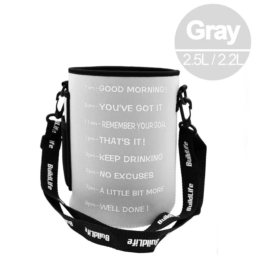 2.2L 2.5L Gray Сумка рукав набор крышка бутылки Перевозчик дайвинг ткань с плечевым ремнем сумка подходит для 3.78L галлон бутылки - Цвет: 2.2L 2.5L Gray