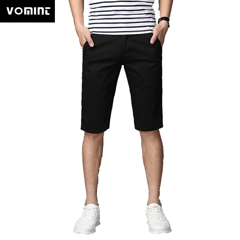 Pantalones cortos básicos de verano para hombre, informales e inteligentes, con bolsillos, Color sólido, negro, azul, caqui, talla 40, 44, 46, novedad|Pantalones cortos| - AliExpress