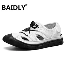 Высококачественные летние мужские сандалии; кожаные мягкие удобные мужские пляжные сандалии без спилка; новые модные мужские гладиаторские шлепанцы