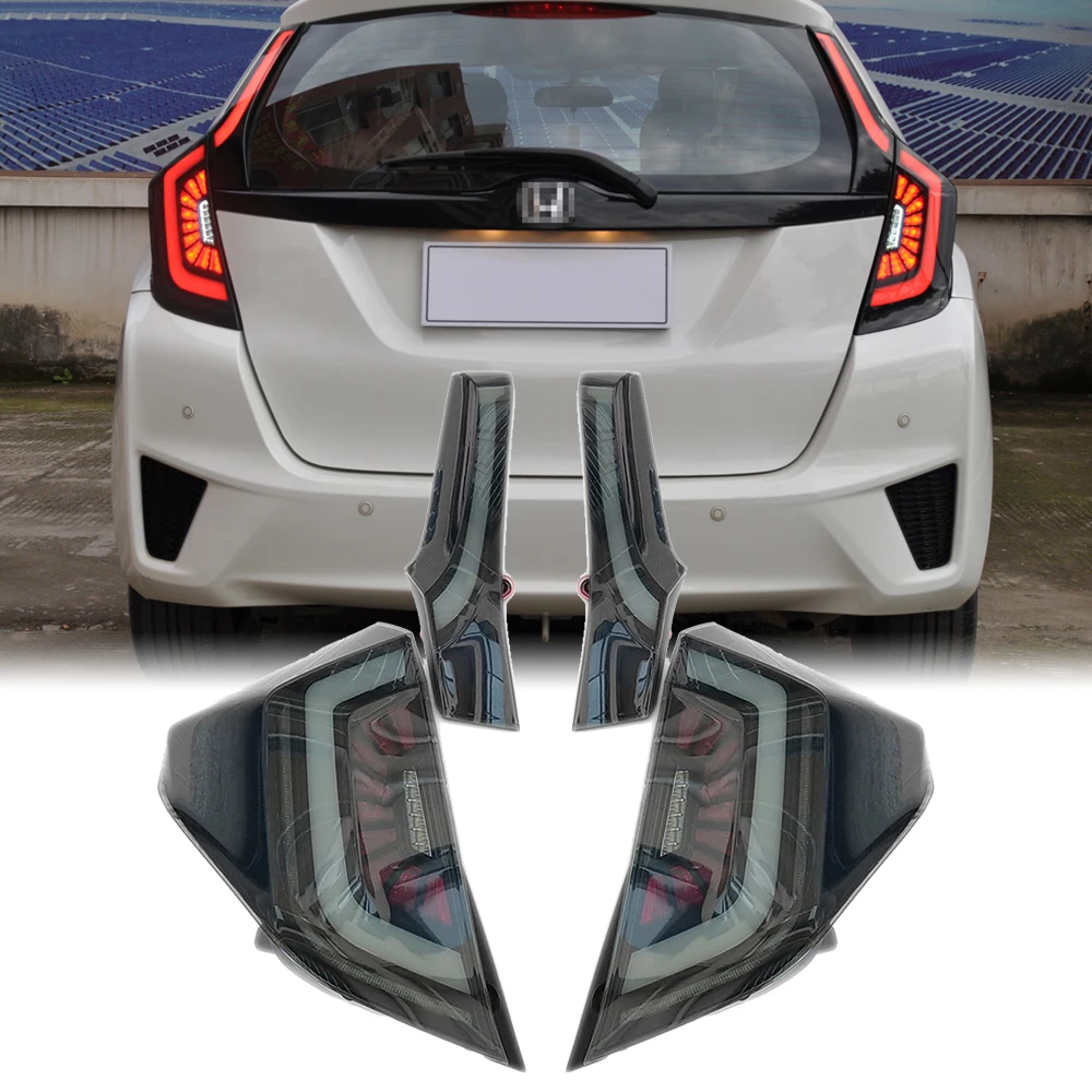 LED Tail Light Assembly for Honda Fit Jazz 2014 2015 2016 2017 2018 2019 Smoke Lens Rear Lamp Eagle Eye Style Brake Turn Signal |