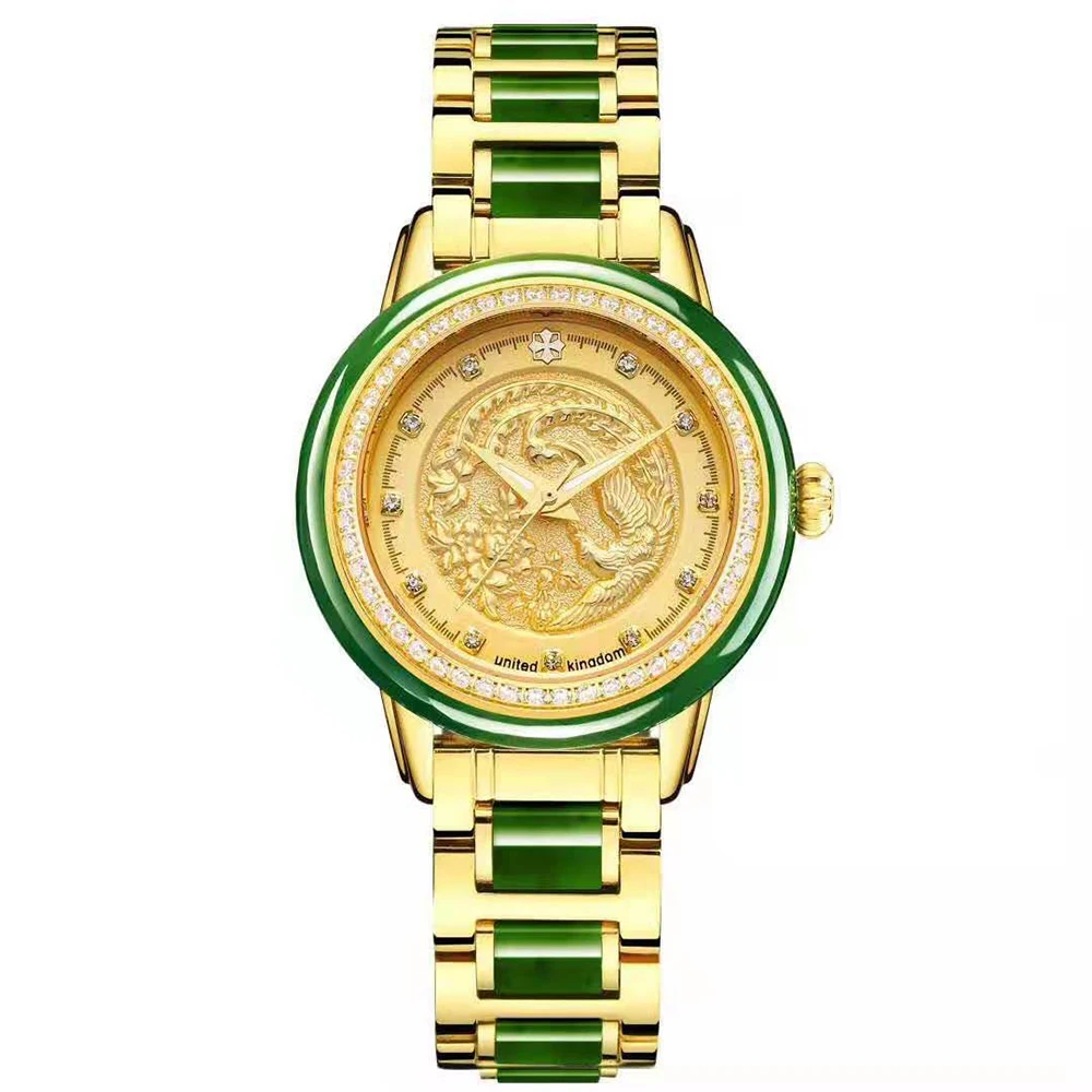 Роскошные женские механические часы изысканные рельефные из натурального