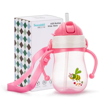 

Baby Cup with Straw Kindergarten Children's Water Cup Slider Strap Leak-Proof Straw Sippy Cup Derivative