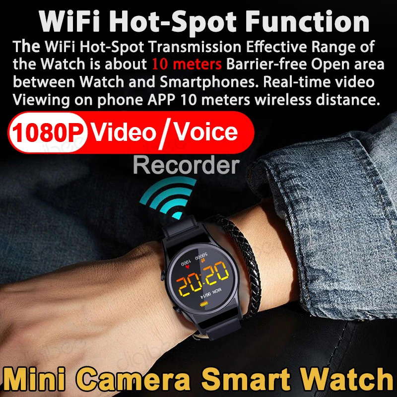 Gravador de Voz 1080p sem Fio Novo Hotspot Câmera Espia Camara Mini Relógio Inteligente Banda Pulseira Vídeo Esportes dv wi fi - Image 2