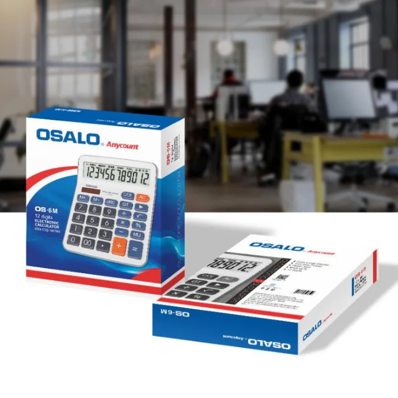 New OS 6M Medium sized desktop OSALO 12 bit solar dual power calculator for office home 5