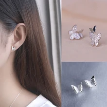 Новые маленькие симпатичные серьги-гвоздики с бабочкой, циркониевые блестящие маленькие матовые серьги-гвоздики для девочек, простые ювелирные изделия