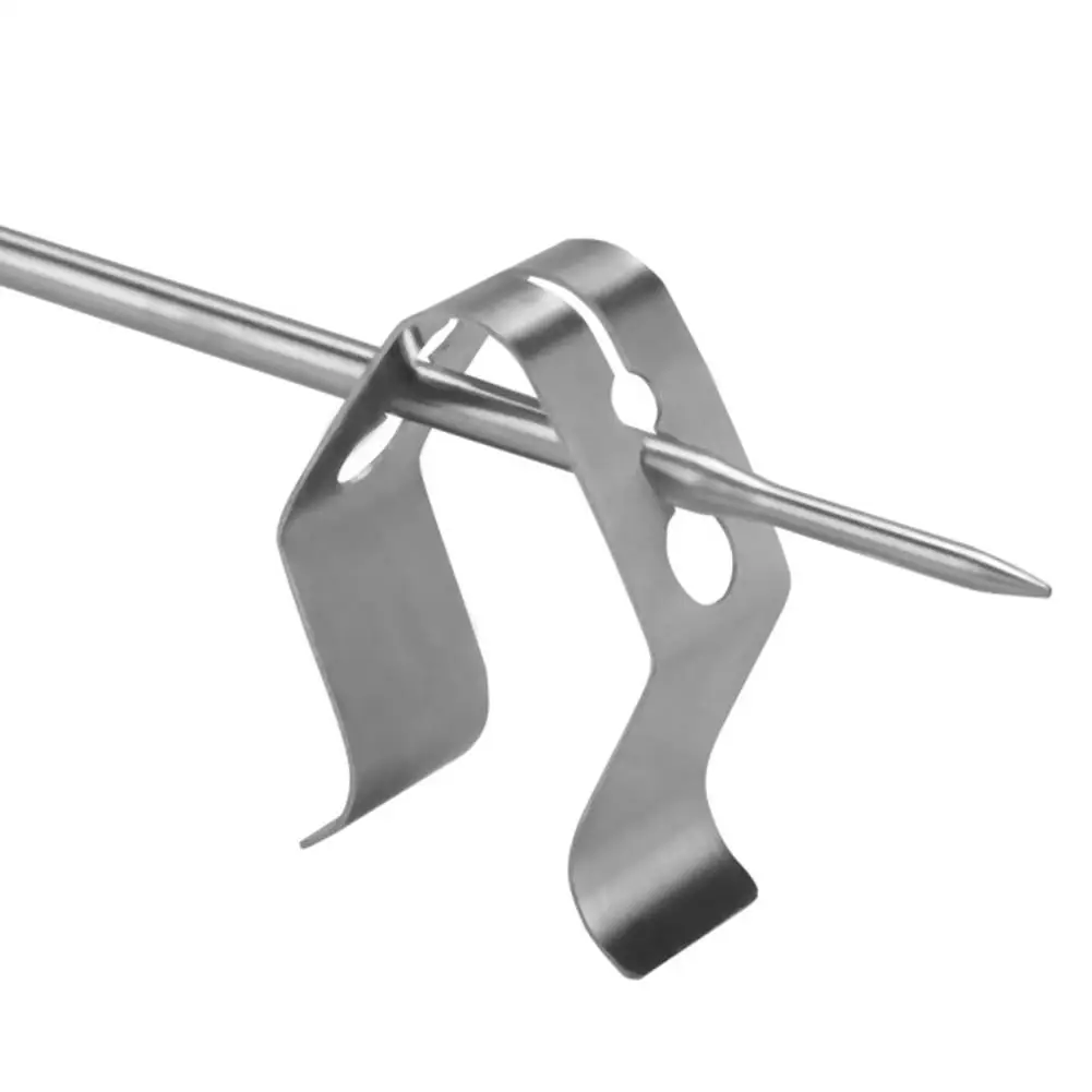 4PCS Stainless Steel Grill Clip Meat Thermometer Probe Clip Holder Ambient Temperature Readings BBQ Oven Grill Clip #CW