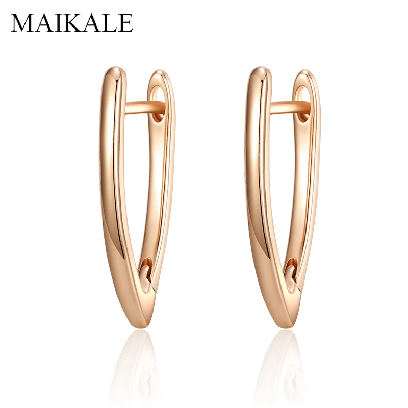 

MAIKALE Simple V Shape Earrings Gold Silver Color Copper Statement Earrings Classic Stud Earrings for Women Pendientes Brincos