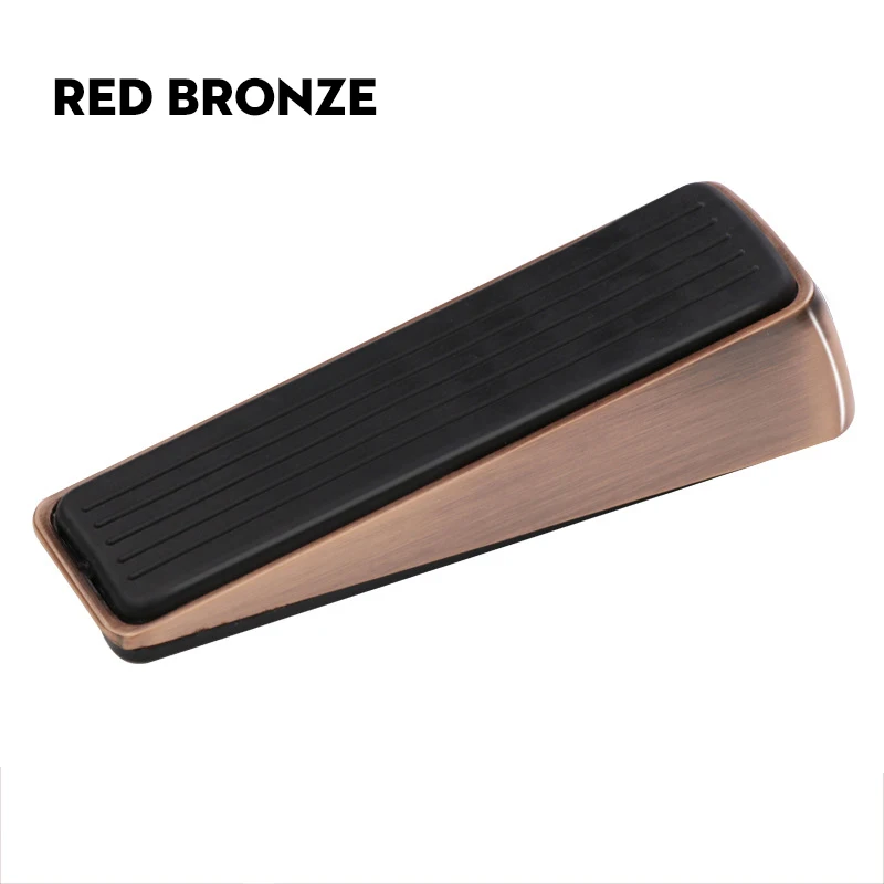 KAK без гвоздей из цинкового сплава дверной Клин стопор резиновый скрытый дверной фиксатор бронзовые золотые черные яркие хромированные дверные фурнитура - Цвет: Red Bronze
