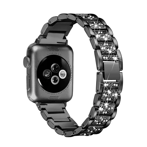 black Алмазный ремешок для часов Apple watch 38 мм 40 мм 42 мм 44 мм браслет pulseira из нержавеющей стали для iwatch Apple Watch 5 4 3 2 1 - Цвет ремешка: black