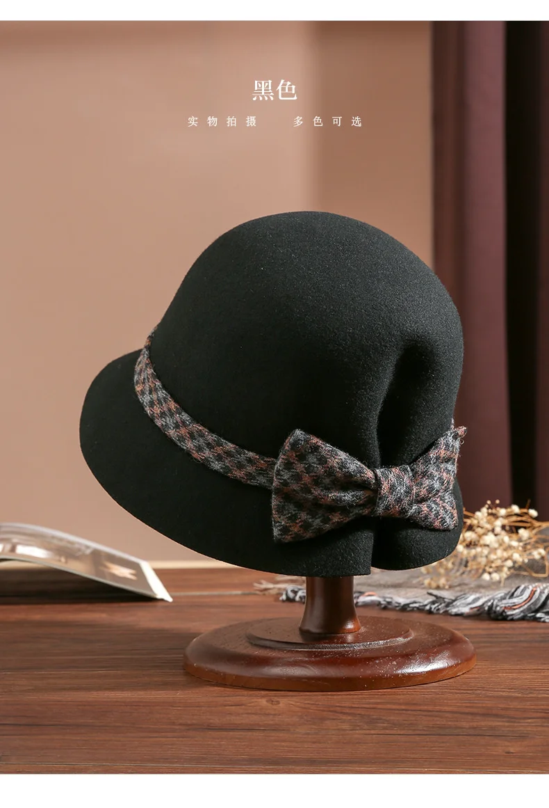 2021 Lady Winter Flooply Brim Felt Cloche Hat Woman Fashion 100% Wool Fedora bucket hats
