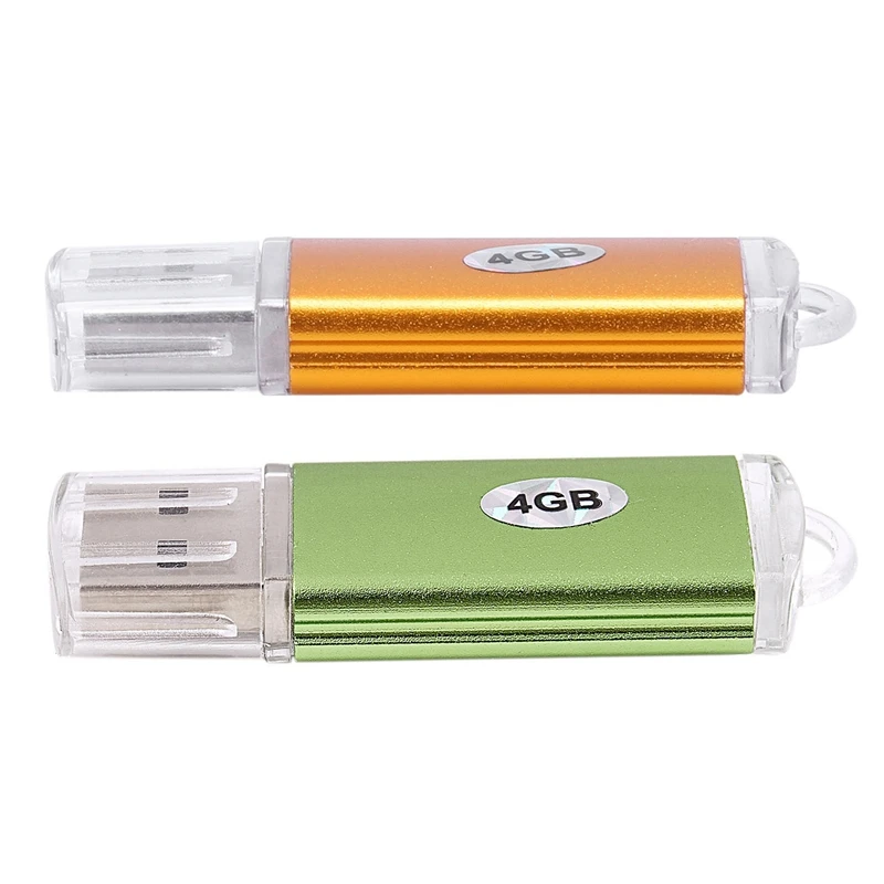2 шт 4 Гб металлический USB 2,0 флэш U диск, зеленый и золотой