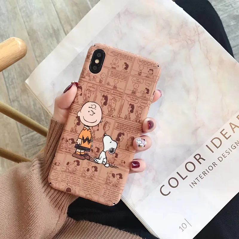 Жесткие ПК-чехлы для iphone 11Pro XS MAX X XR, милый мультяшный чехол Charlie, коричневый, чехол для iphone 6, 6s, 7, 8 Plus, 11, задняя крышка, fundas Capa - Цвет: 1